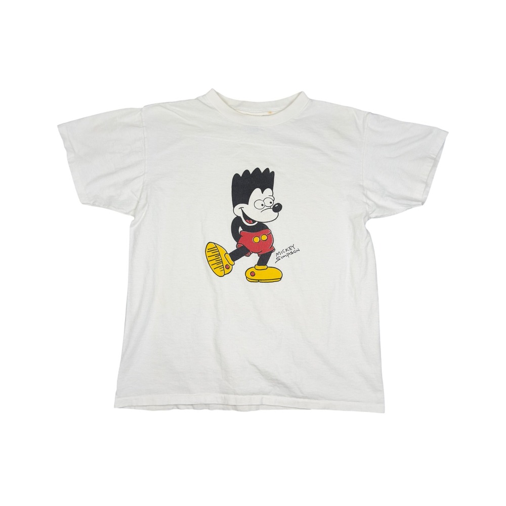 Vtg 90s Mickey Simpson Bootleg T-Shirt Size Large White Vuarnet France Blank USA